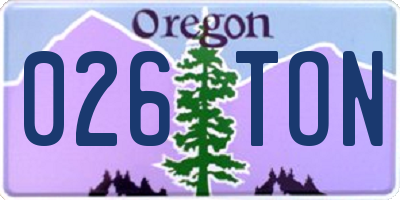 OR license plate 026TON