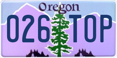 OR license plate 026TOP