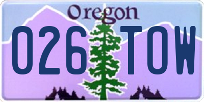 OR license plate 026TOW