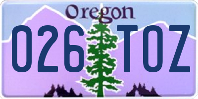 OR license plate 026TOZ