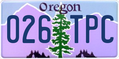 OR license plate 026TPC