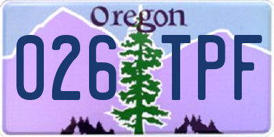OR license plate 026TPF