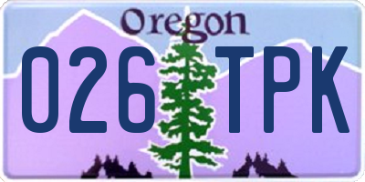 OR license plate 026TPK