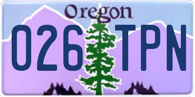 OR license plate 026TPN