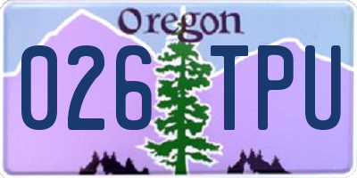 OR license plate 026TPU