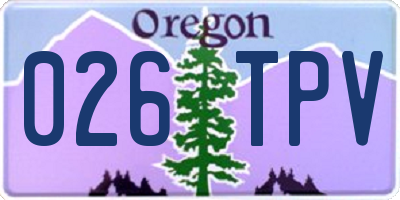 OR license plate 026TPV