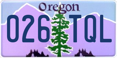 OR license plate 026TQL