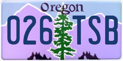 OR license plate 026TSB