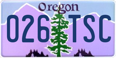 OR license plate 026TSC