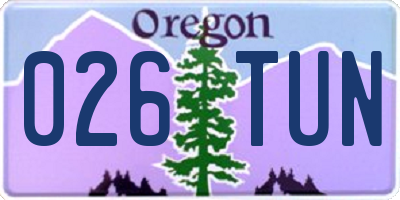 OR license plate 026TUN