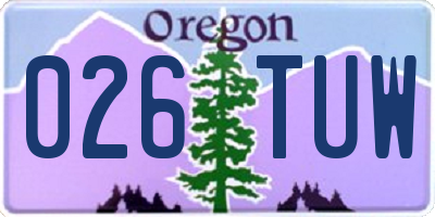 OR license plate 026TUW