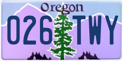 OR license plate 026TWY