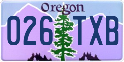 OR license plate 026TXB