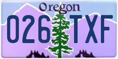 OR license plate 026TXF