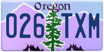 OR license plate 026TXM