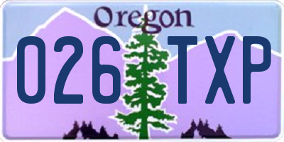 OR license plate 026TXP