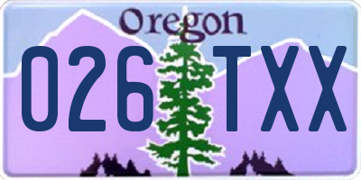 OR license plate 026TXX