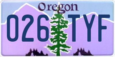 OR license plate 026TYF