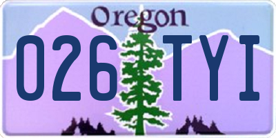 OR license plate 026TYI