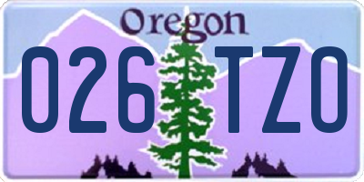 OR license plate 026TZO