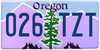 OR license plate 026TZT