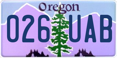 OR license plate 026UAB