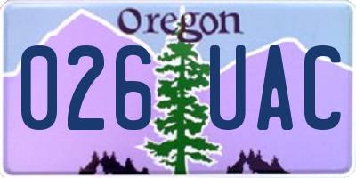 OR license plate 026UAC