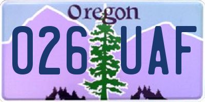 OR license plate 026UAF