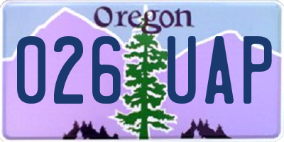 OR license plate 026UAP