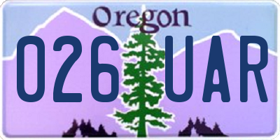 OR license plate 026UAR