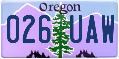 OR license plate 026UAW