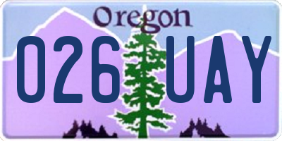 OR license plate 026UAY