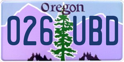 OR license plate 026UBD