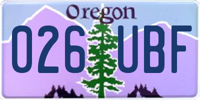 OR license plate 026UBF