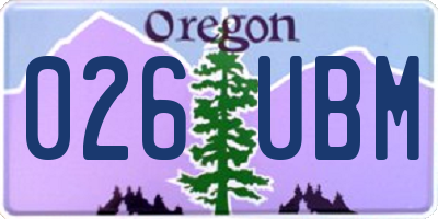 OR license plate 026UBM