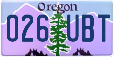 OR license plate 026UBT
