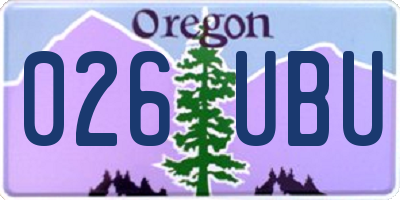 OR license plate 026UBU