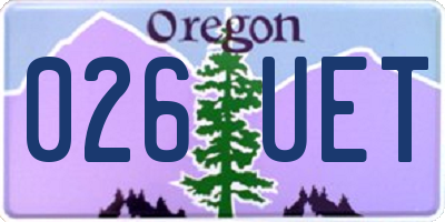 OR license plate 026UET