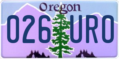 OR license plate 026URO