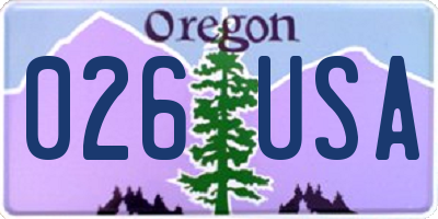 OR license plate 026USA
