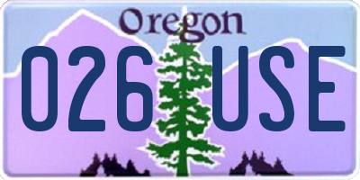 OR license plate 026USE