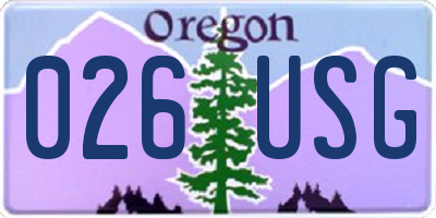 OR license plate 026USG