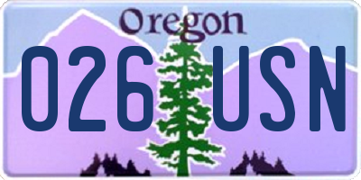 OR license plate 026USN