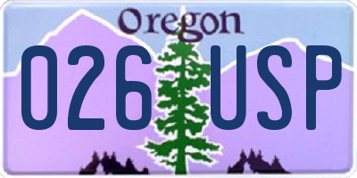 OR license plate 026USP
