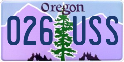 OR license plate 026USS