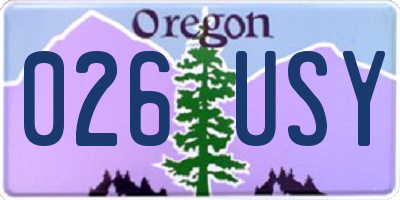 OR license plate 026USY