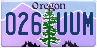OR license plate 026UUM