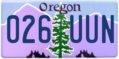 OR license plate 026UUN