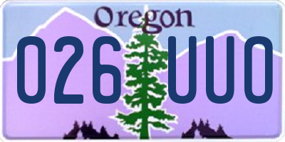 OR license plate 026UUO