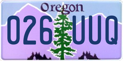 OR license plate 026UUQ